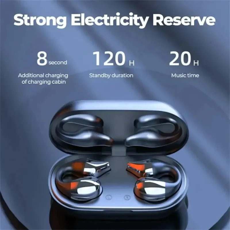 Sunfler TWS Wireless Headphones Bt 5.2 Bone Conduction Earphones Earclip Design Touch Control LED In Ear Earbuds Sports Headsets