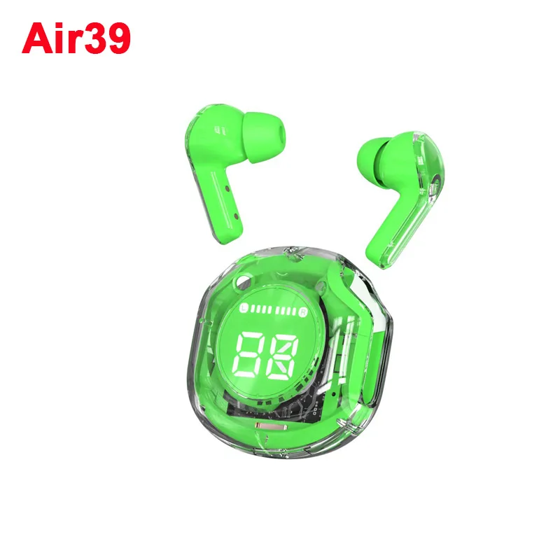 Wireless Bt headset transparent headphones led power digital display stereo sound earphones for sports working