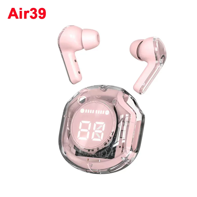 Wireless Bt headset transparent headphones led power digital display stereo sound earphones for sports working