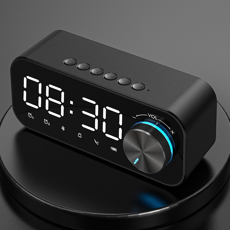 2023 Hot Selling Music Player LED Bt Speaker with Digital Display TF Card Desk Table Alarm Clock Speaker