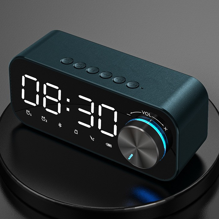 2023 Hot Selling Music Player LED Bt Speaker with Digital Display TF Card Desk Table Alarm Clock Speaker