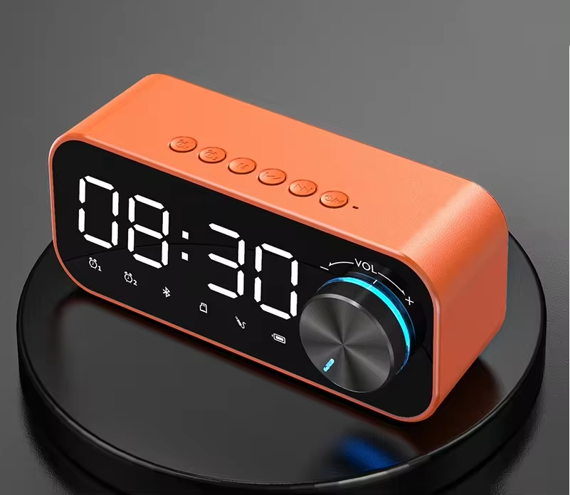 2023 Hot Selling Music Player LED Bt Speaker with Digital Display TF Card Desk Table Alarm Clock Speaker
