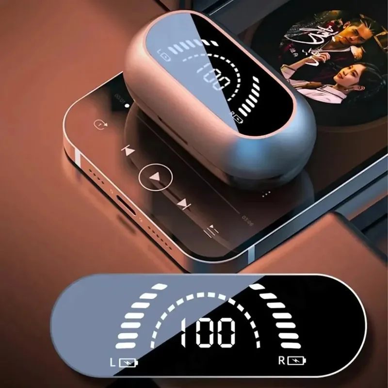 Sunfler TWS Wireless Headphones Bluetooth 5.2 Bone Conduction Earphones Earclip Design Touch Control LED In Ear Earbuds Sports Headsets