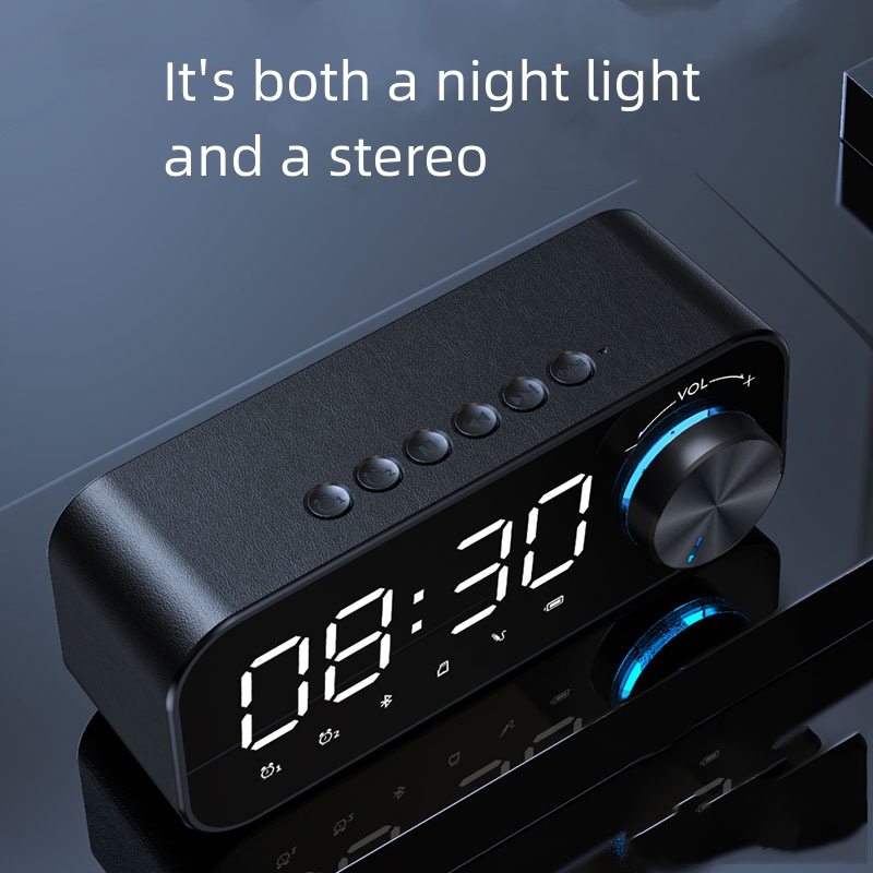 2023 Hot Selling Music Player LED Bluetooth Speaker with Digital Display TF Card Desk Table Alarm Clock Speaker